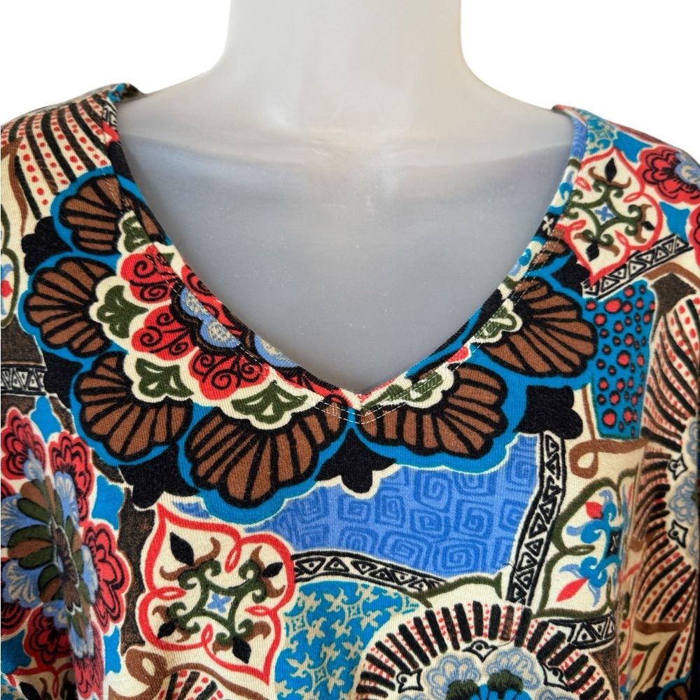 Chico's Colorful Cotton Top SIZE: 1X #B - Picture 2 of 6